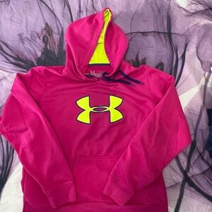 Under Armour Pink Hoodie with Neon Logo